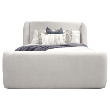 Sleep Shiloh Queen Wingback Upholstered Bed In White Mocha