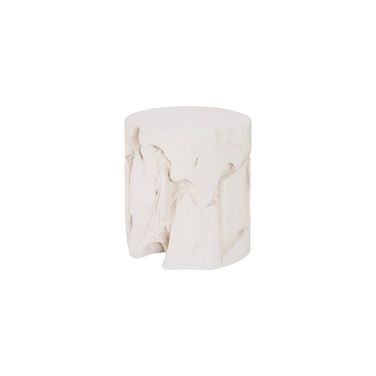 Slice Round Stool In White Stone