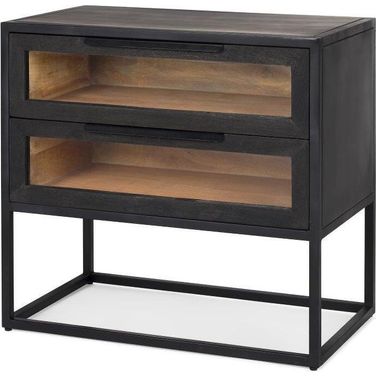 Sloan Dark Wood With Black Metal Frame Side Table