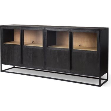 Sloan Dark Wood With Black Metal Frame Sideboard