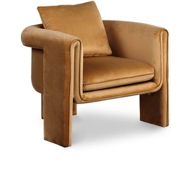 Sloan Velvet Accent Chair In Saddle