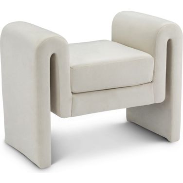 Sloan Velvet Single Seater Bench In Cream