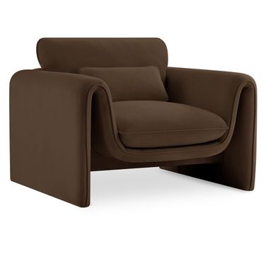 Sloan Velvet Fabric Chair In Brown