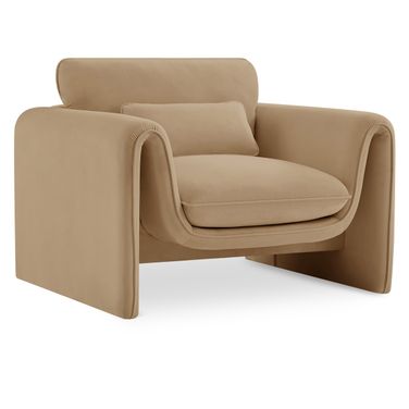 Sloan Velvet Fabric Chair In Camel