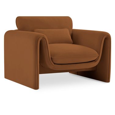 Sloan Velvet Fabric Chair In Saddle