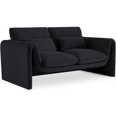 Sloan Velvet Fabric Loveseat In Black