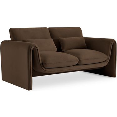 Sloan Velvet Fabric Loveseat In Brown