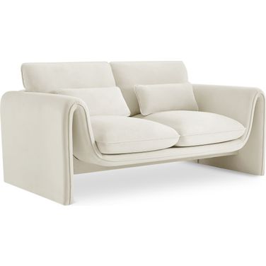Sloan Velvet Fabric Loveseat In Cream