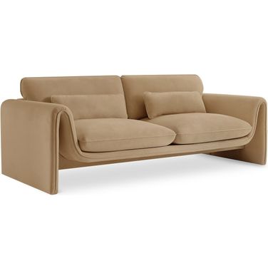 Sloan Velvet Fabric Sofa In Camel