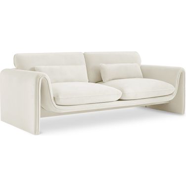 Sloan Velvet Fabric Sofa In Cream