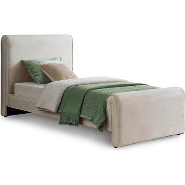 Sloan Velvet Twin Bed In Cream
