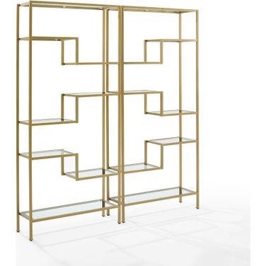 Sloane 2-Piece Etagere Bookcase Set In Gold