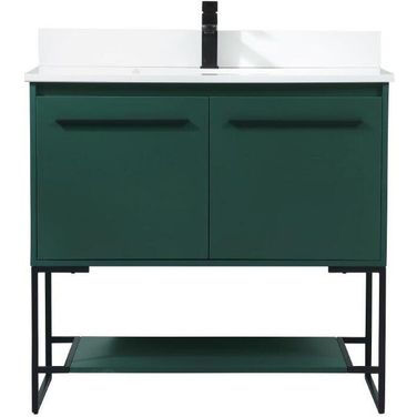 Sloane 36 Inch Single Bathroom Vanity In Green With Backsplash