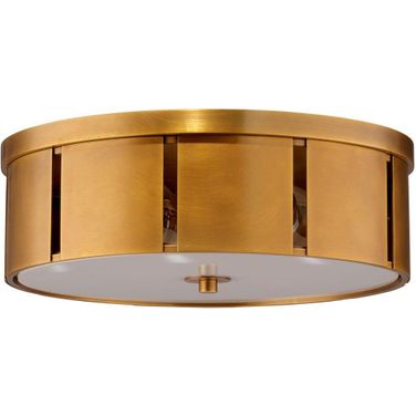 Small Orbit Flush Mount Ceiling Light In Antique Brass