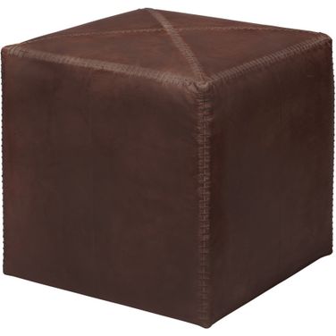Small Tobacco Leather Ottoman In Brown