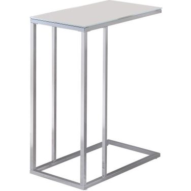 Stella Glass Top Accent Table Chrome and White