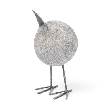 Snipe I 6 x 6 Inch Resin Bird Ornament with Metal Feet In Off White