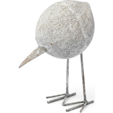 Snipe II Resin Bird Ornament with Metal Feet In Off White