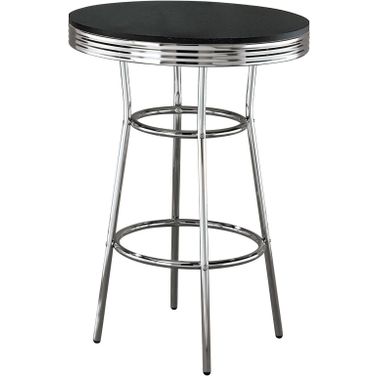 Retro Round Bar Table Black and Chrome