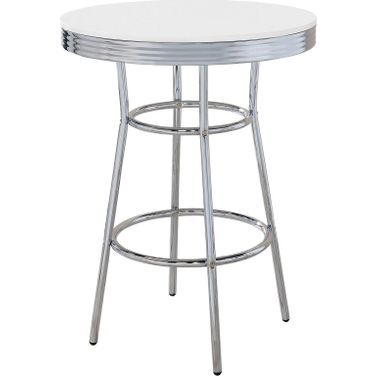 Retro Round Bar Table Chrome and Glossy White