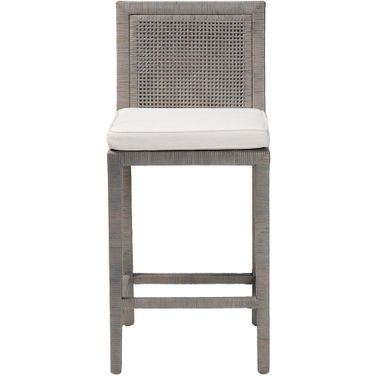 Sofia Natural Rattan Counter Stool In French Grey