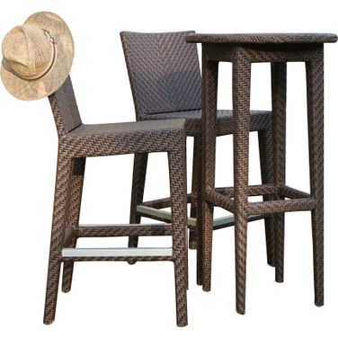 Soho 3-Piece Pub and Barstool Set with Cushions In Brown