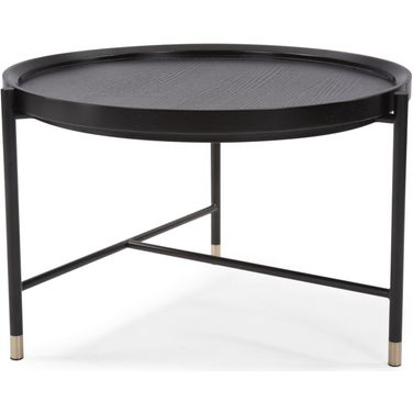Soho Round Coffee Table In Dark Ash and Brass