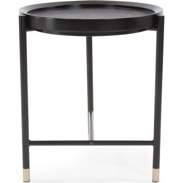 Soho Round Side Table In Dark Ash and Brass