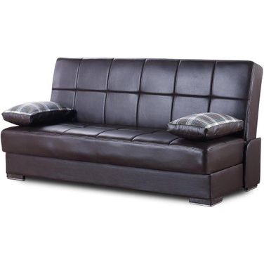 Soho Upholstered Convertible Sofabed with Storage In Brown SOHO-SB-BN-PU