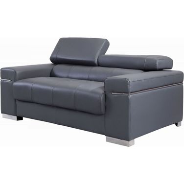 Soho Grey Leather Loveseat