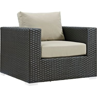 Sojourn Canvas Antique Beige Outdoor Patio Sunbrella Arm Chair