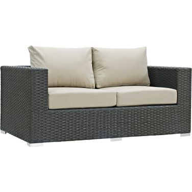 Sojourn Canvas Antique Beige Outdoor Patio Sunbrella Loveseat