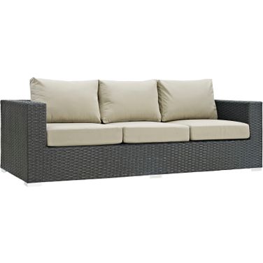 Sojourn Canvas Antique Beige Outdoor Patio Sunbrella Sofa
