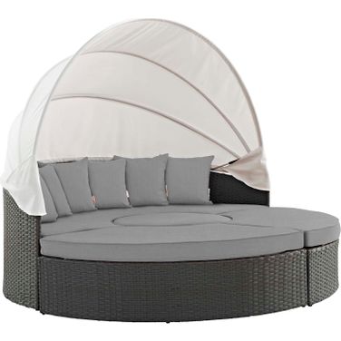 Sojourn Canvas Gray Outdoor Patio Sunbrella Daybed EEI-1986-CHC-GRY