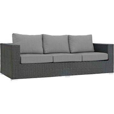 Sojourn Canvas Gray Outdoor Patio Sunbrella Sofa