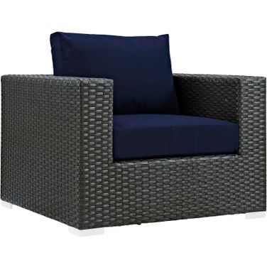 Sojourn Canvas Navy Outdoor Patio Sunbrella Arm Chair