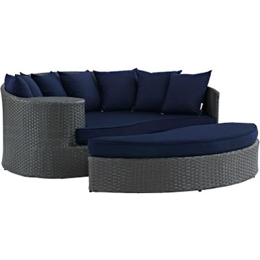 Sojourn Canvas Navy Outdoor Patio Sunbrella Daybed EEI-1982-CHC-NAV