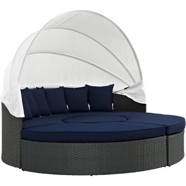 Sojourn Canvas Navy Outdoor Patio Sunbrella Daybed EEI-1986-CHC-NAV-SET