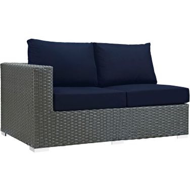 Sojourn Canvas Navy Outdoor Patio Sunbrella Left Arm Loveseat