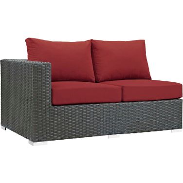 Sojourn Canvas Red Outdoor Patio Sunbrella Left Arm Loveseat