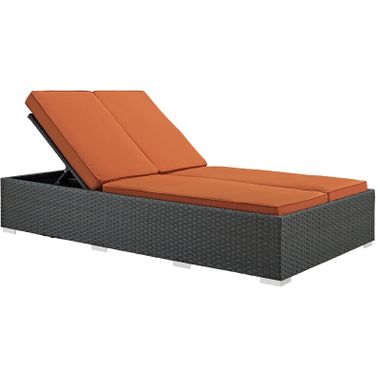 Sojourn Chocolate Tuscan Outdoor Patio Sunbrella Double Chaise