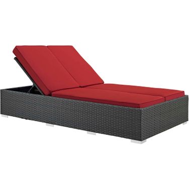 Sojourn Red Outdoor Patio Sunbrella Double Chaise