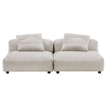 Solace 2-Piece Modular Corduroy Upholstered Sofa In Almond