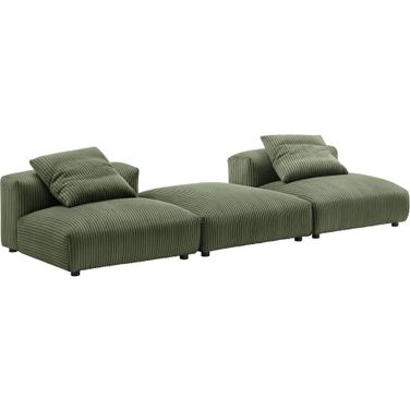 Solace 3-Piece Modular Corduroy Upholstered Sectional Sofa In Fern