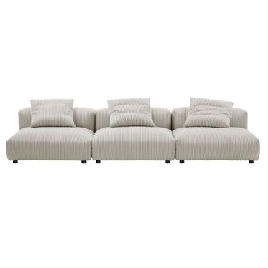 Solace 3-Piece Modular Corduroy Upholstered Sofa In Almond
