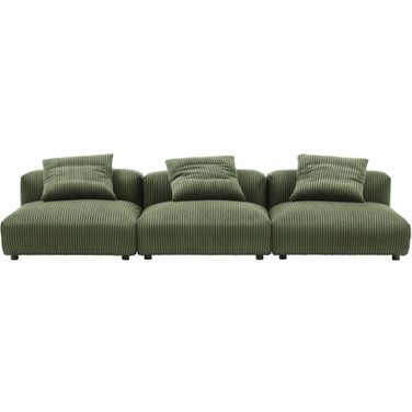 Solace 3-Piece Modular Corduroy Upholstered Sofa In Fern