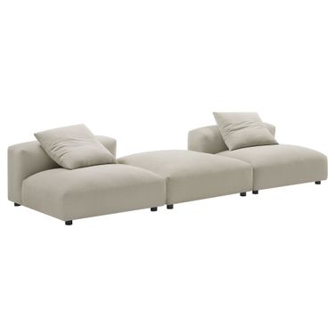 Solace 3-Piece Modular Upholstered Fabric Sectional Sofa In Linen
