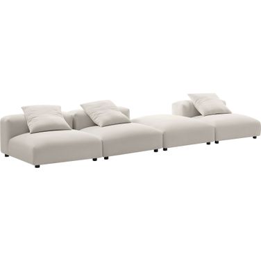 Solace 4-Piece Modular Upholstered Fabric Sectional Sofa In Salt