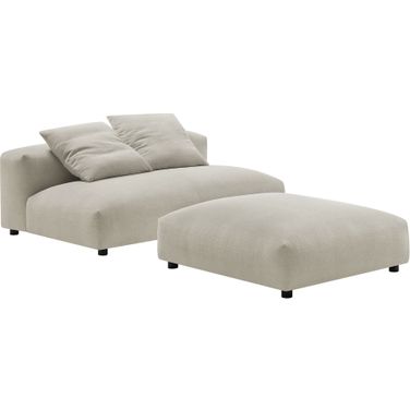Solace Modular Upholstered Fabric Armless Loveseat and Ottoman Set In Linen