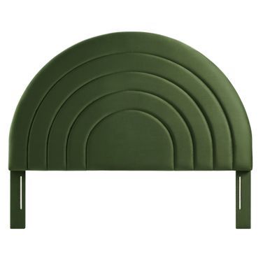 Solana Arched Performance Velvet Queen Headboard In Moss Green